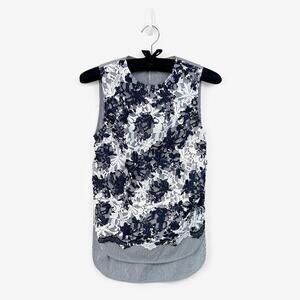 Thakoon Addition Lace Overlay Blouse Size 0 Striped Preppy Elegant Parisian Chic